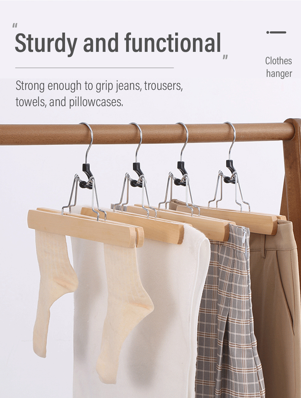 Solid Wood Skirt Clamp Higt-grade Pants Rack-5